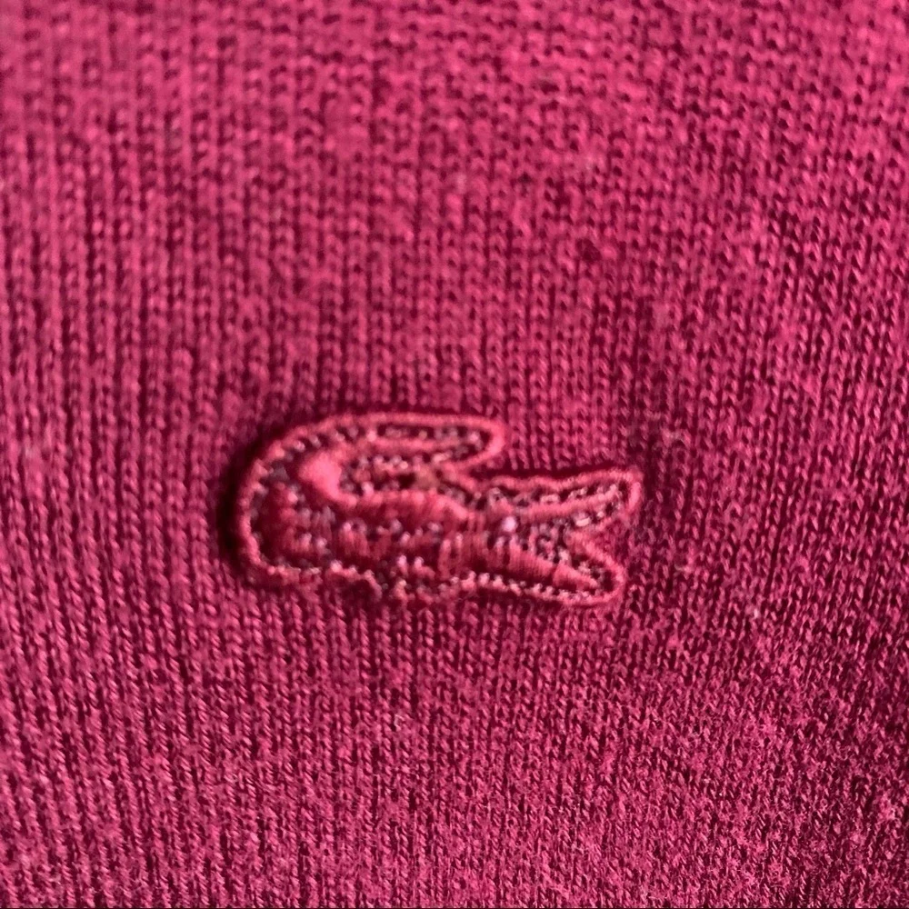 LACOSTE | GUC Maroon V-Neck Sweater Maroon Logo